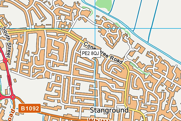 PE2 8QJ map - OS VectorMap District (Ordnance Survey)