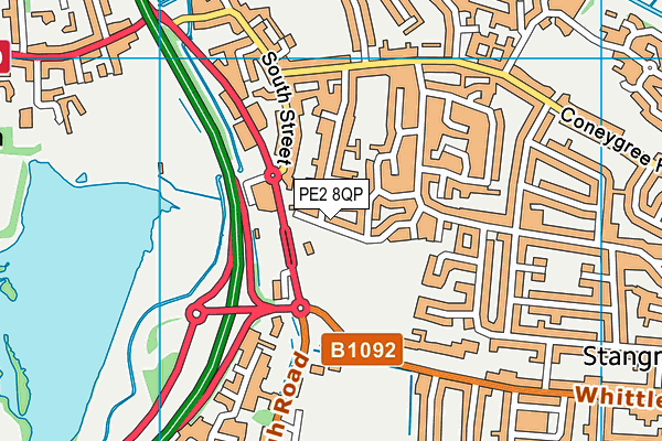 PE2 8QP map - OS VectorMap District (Ordnance Survey)