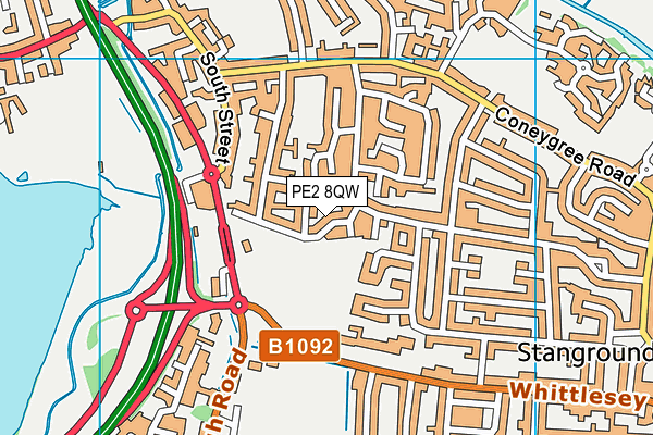 PE2 8QW map - OS VectorMap District (Ordnance Survey)
