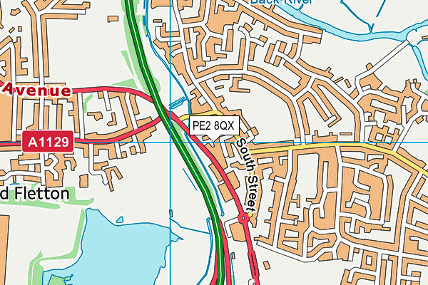 PE2 8QX map - OS VectorMap District (Ordnance Survey)