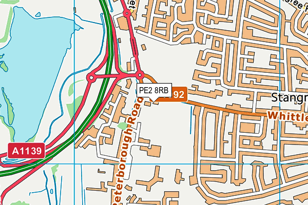 PE2 8RB map - OS VectorMap District (Ordnance Survey)