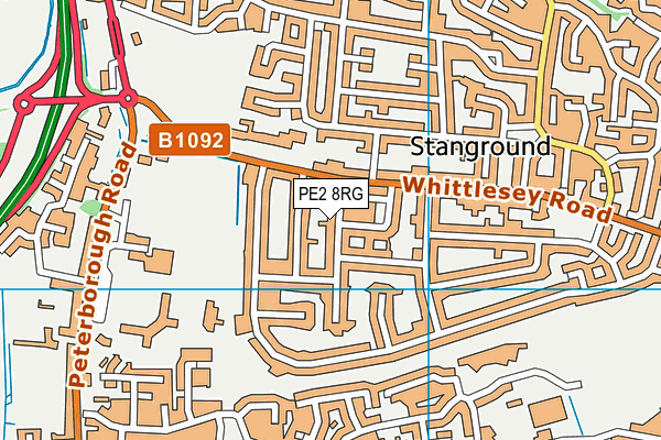 PE2 8RG map - OS VectorMap District (Ordnance Survey)