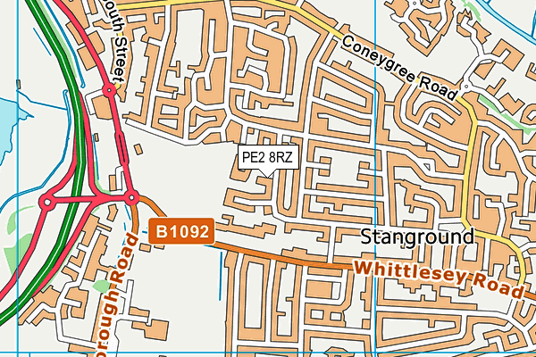 PE2 8RZ map - OS VectorMap District (Ordnance Survey)