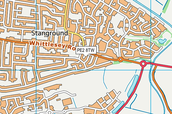 PE2 8TW map - OS VectorMap District (Ordnance Survey)