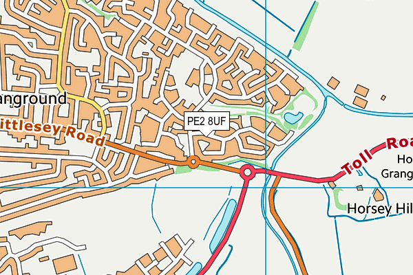 PE2 8UF map - OS VectorMap District (Ordnance Survey)