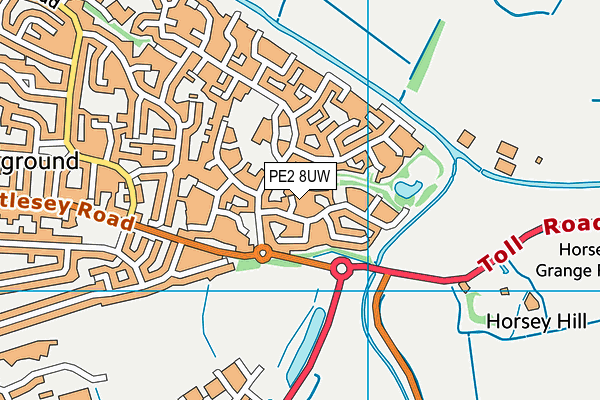 PE2 8UW map - OS VectorMap District (Ordnance Survey)