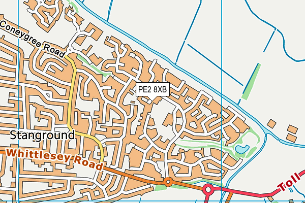 PE2 8XB map - OS VectorMap District (Ordnance Survey)