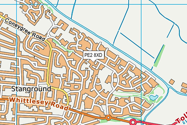 PE2 8XD map - OS VectorMap District (Ordnance Survey)