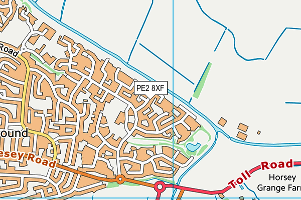 PE2 8XF map - OS VectorMap District (Ordnance Survey)