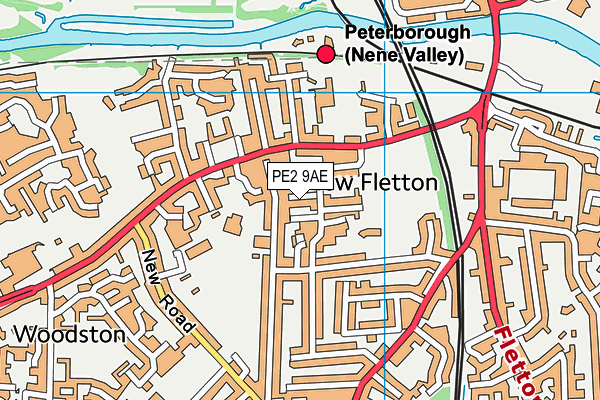 PE2 9AE map - OS VectorMap District (Ordnance Survey)