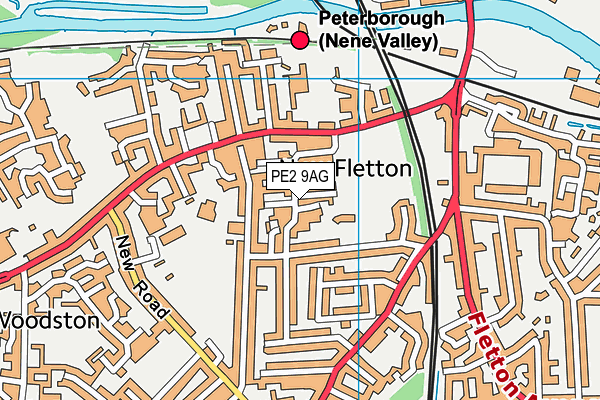 PE2 9AG map - OS VectorMap District (Ordnance Survey)