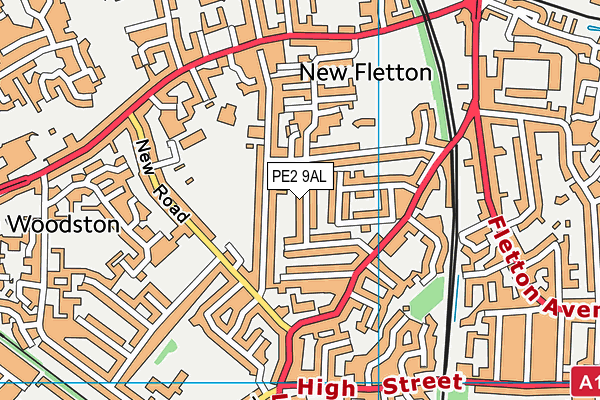 PE2 9AL map - OS VectorMap District (Ordnance Survey)