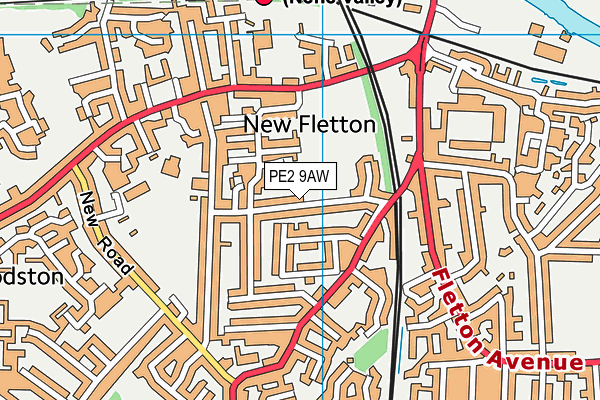 PE2 9AW map - OS VectorMap District (Ordnance Survey)