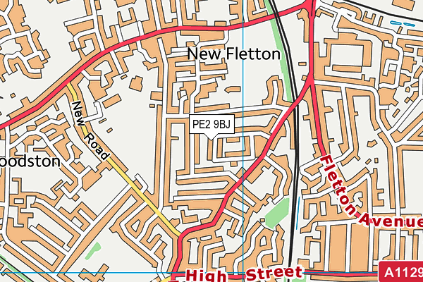 PE2 9BJ map - OS VectorMap District (Ordnance Survey)