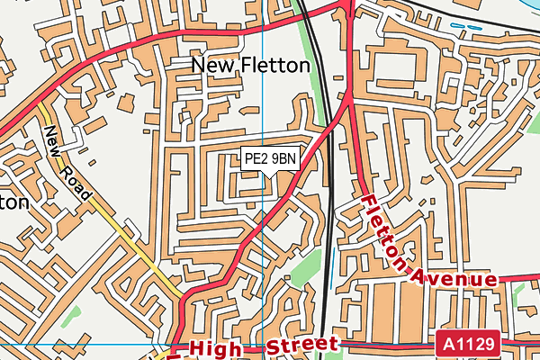 PE2 9BN map - OS VectorMap District (Ordnance Survey)