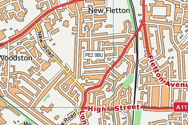 PE2 9BU map - OS VectorMap District (Ordnance Survey)