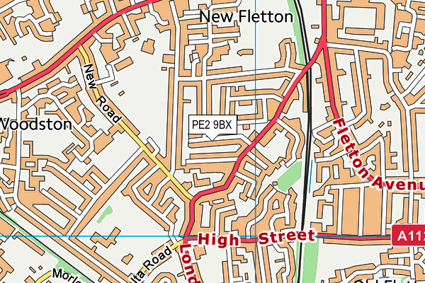 PE2 9BX map - OS VectorMap District (Ordnance Survey)