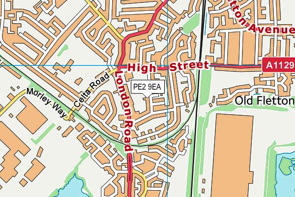 PE2 9EA map - OS VectorMap District (Ordnance Survey)