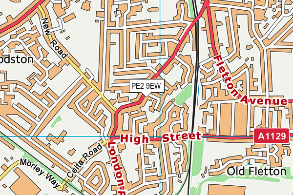 PE2 9EW map - OS VectorMap District (Ordnance Survey)