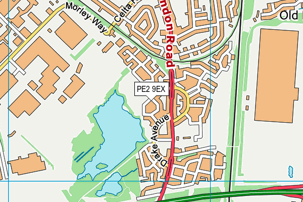 PE2 9EX map - OS VectorMap District (Ordnance Survey)