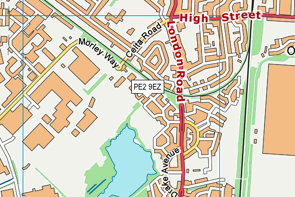 PE2 9EZ map - OS VectorMap District (Ordnance Survey)