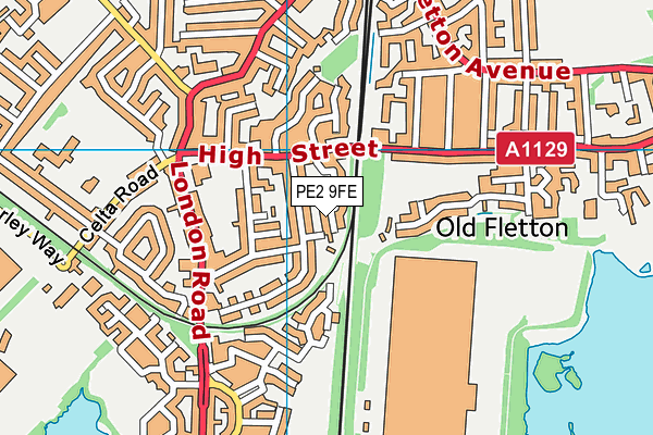 PE2 9FE map - OS VectorMap District (Ordnance Survey)