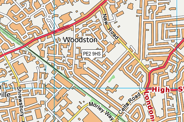 PE2 9HS map - OS VectorMap District (Ordnance Survey)