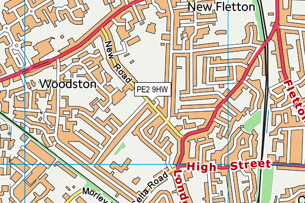 PE2 9HW map - OS VectorMap District (Ordnance Survey)