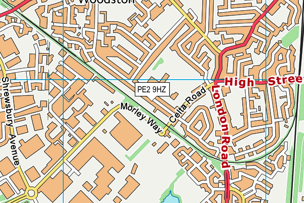 PE2 9HZ map - OS VectorMap District (Ordnance Survey)