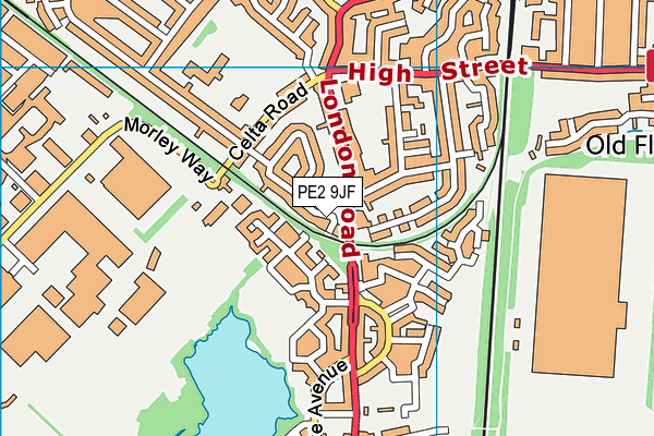 PE2 9JF map - OS VectorMap District (Ordnance Survey)