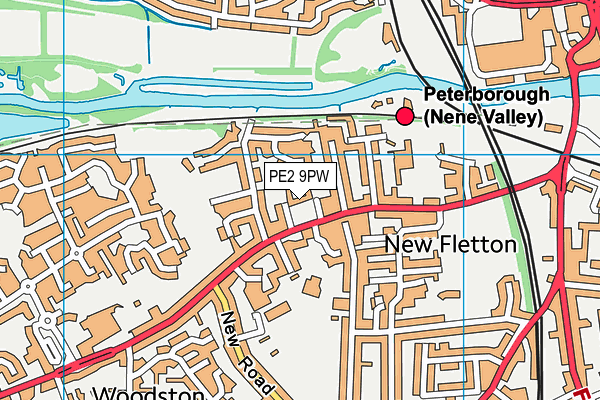 PE2 9PW map - OS VectorMap District (Ordnance Survey)