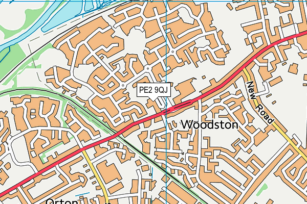 PE2 9QJ map - OS VectorMap District (Ordnance Survey)