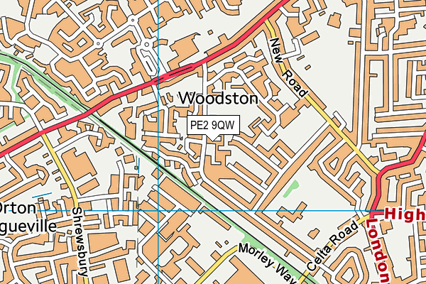 PE2 9QW map - OS VectorMap District (Ordnance Survey)