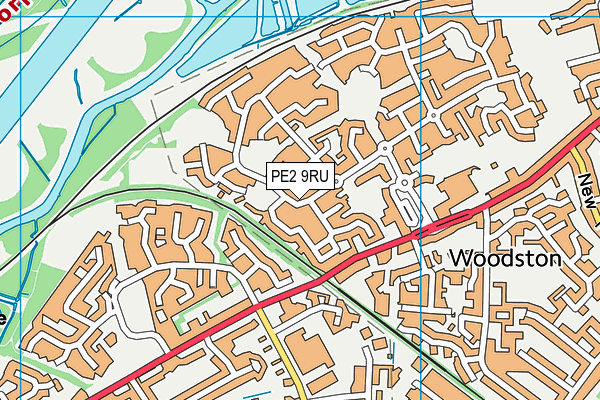 PE2 9RU map - OS VectorMap District (Ordnance Survey)