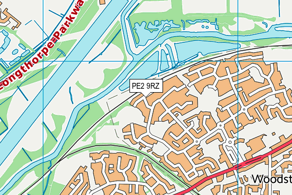 PE2 9RZ map - OS VectorMap District (Ordnance Survey)