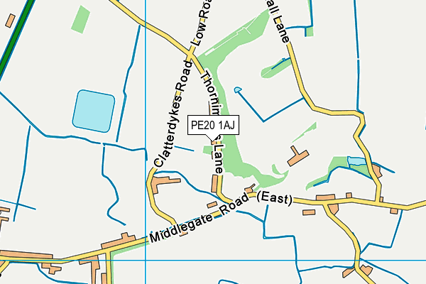 PE20 1AJ map - OS VectorMap District (Ordnance Survey)