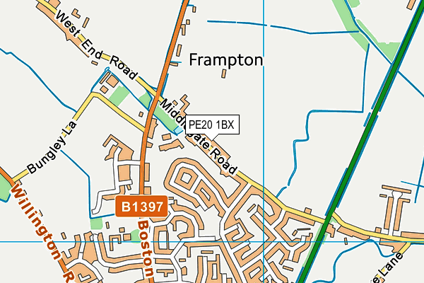 PE20 1BX map - OS VectorMap District (Ordnance Survey)