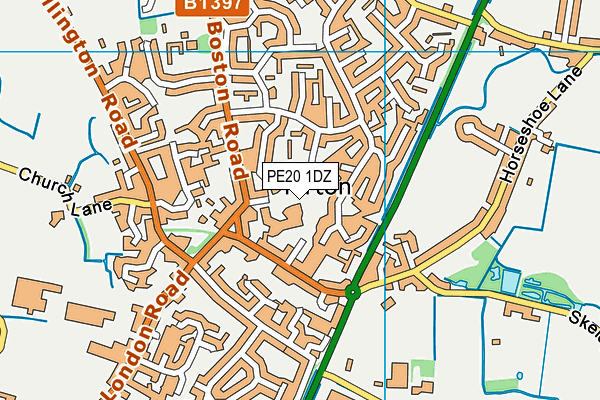 PE20 1DZ map - OS VectorMap District (Ordnance Survey)