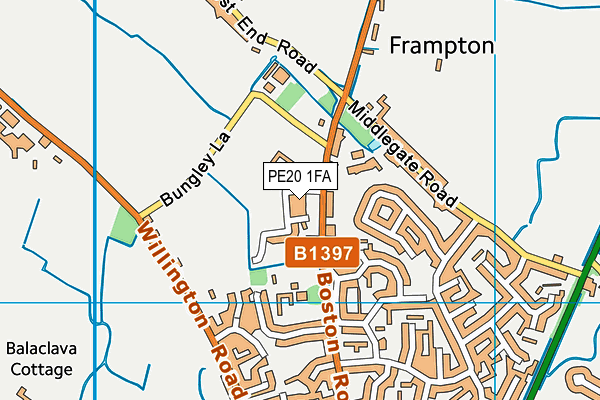 PE20 1FA map - OS VectorMap District (Ordnance Survey)