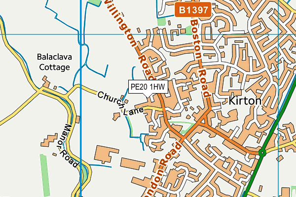 PE20 1HW map - OS VectorMap District (Ordnance Survey)