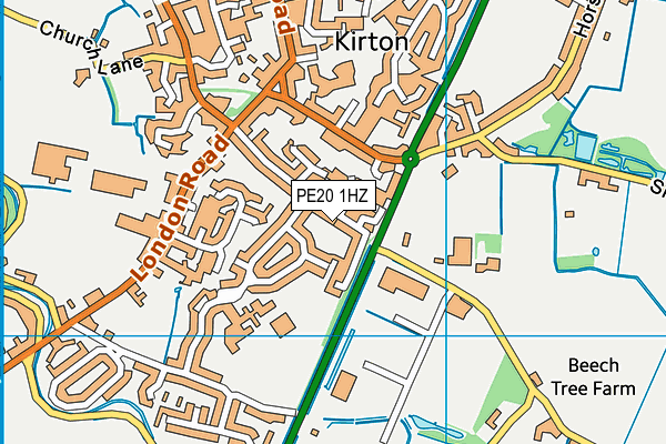 PE20 1HZ map - OS VectorMap District (Ordnance Survey)