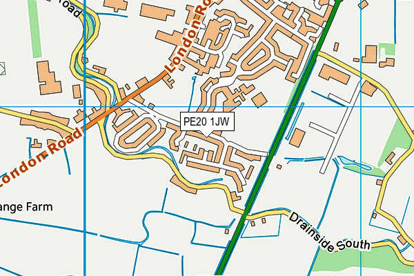 PE20 1JW map - OS VectorMap District (Ordnance Survey)