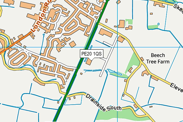 PE20 1QS map - OS VectorMap District (Ordnance Survey)