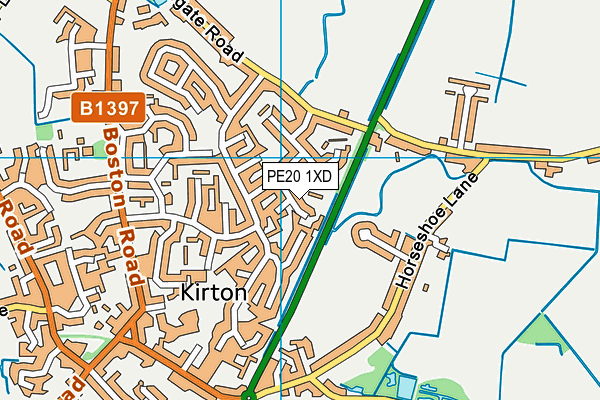 PE20 1XD map - OS VectorMap District (Ordnance Survey)