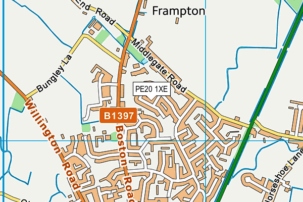 PE20 1XE map - OS VectorMap District (Ordnance Survey)