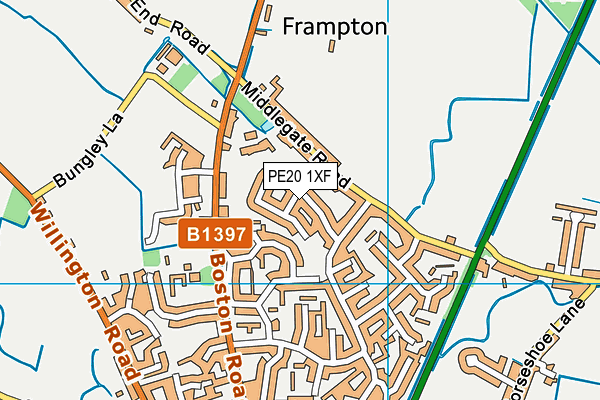 PE20 1XF map - OS VectorMap District (Ordnance Survey)