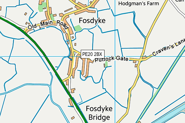 Fosdyke Playing Field map (PE20 2BX) - OS VectorMap District (Ordnance Survey)