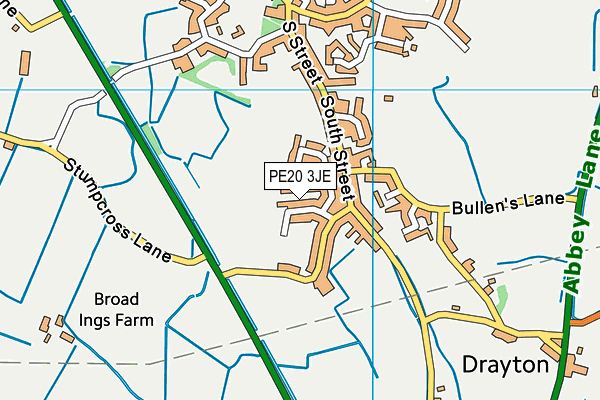 PE20 3JE map - OS VectorMap District (Ordnance Survey)
