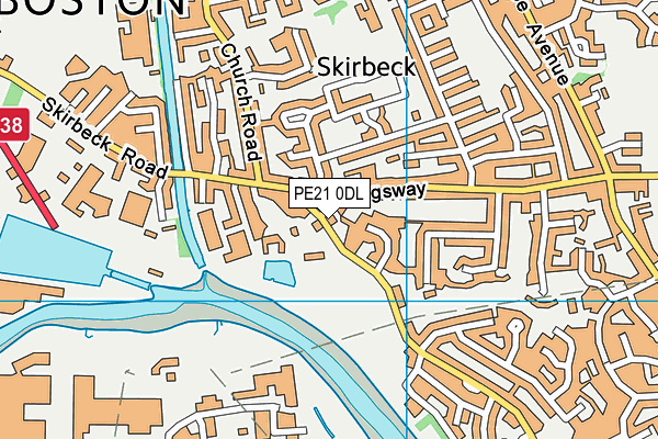 PE21 0DL map - OS VectorMap District (Ordnance Survey)