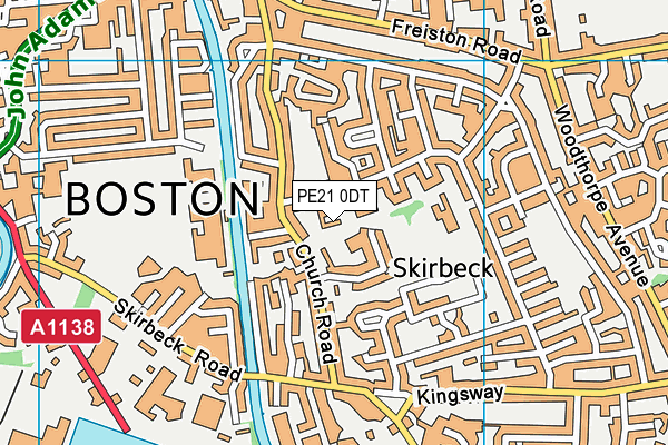 PE21 0DT map - OS VectorMap District (Ordnance Survey)